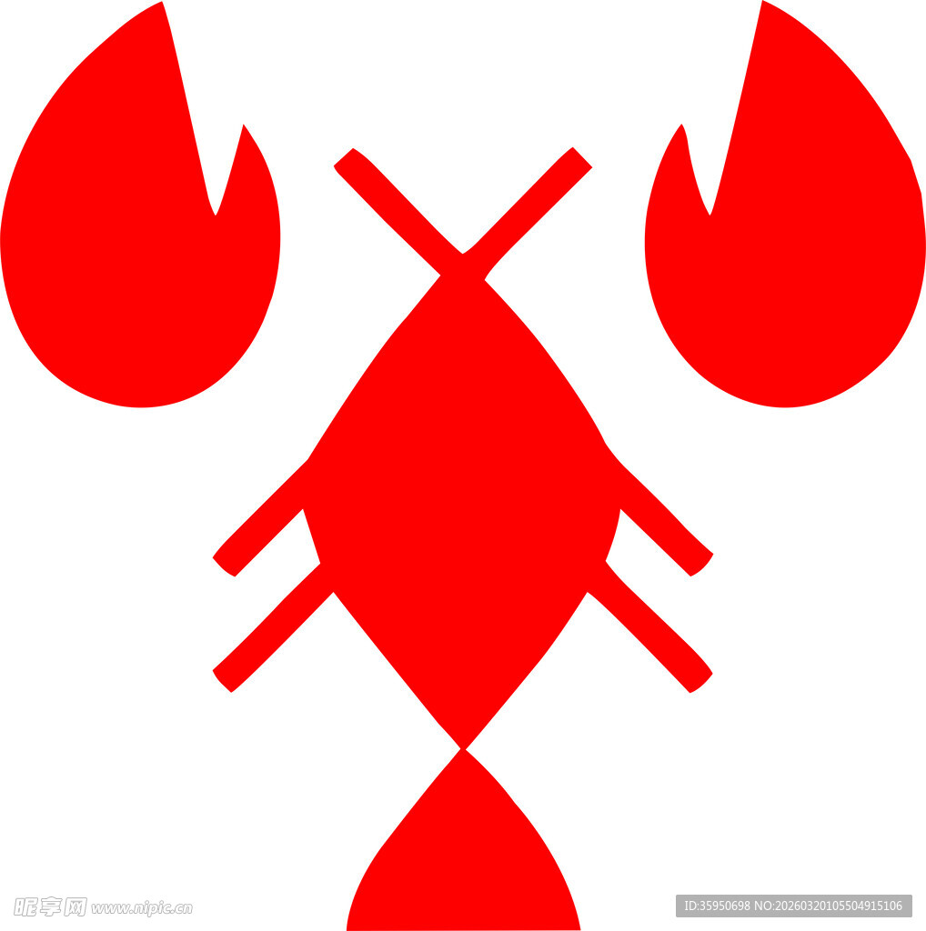 红色简约风龙虾图案设计