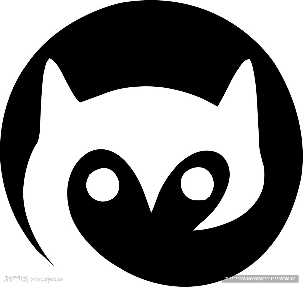 简约黑猫头像图标