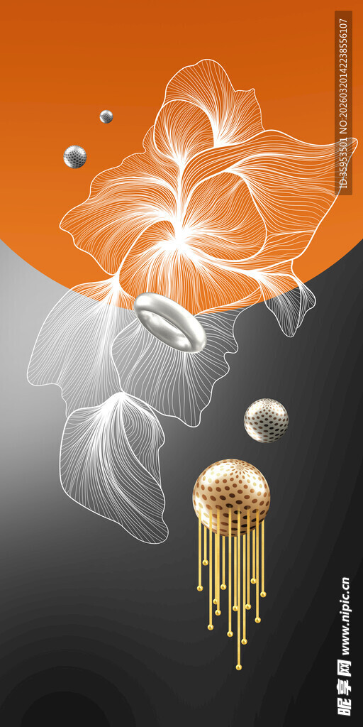 梦幻水母与抽象花朵图景