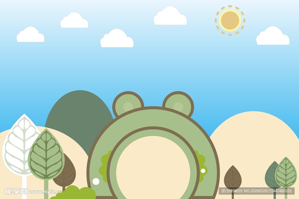 青蛙造型拱门的户外风景