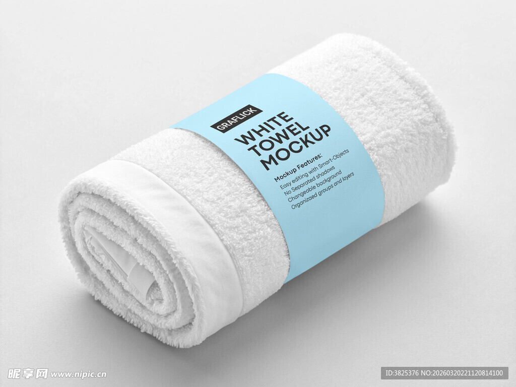 卷装白色毛巾标签展示样机