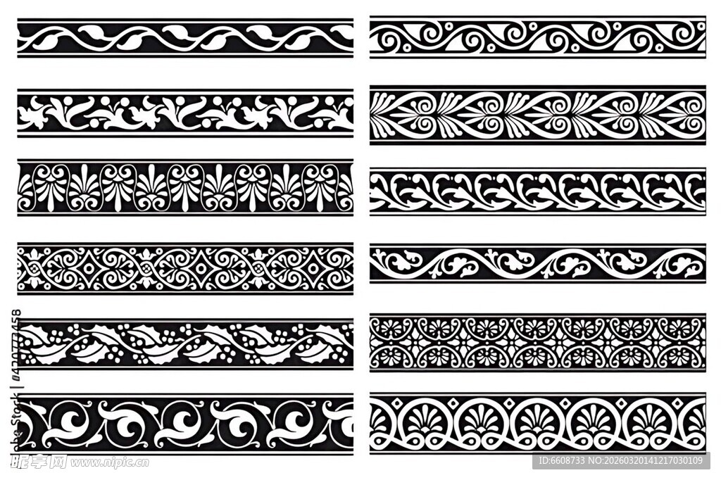 复古黑白花纹边框图案