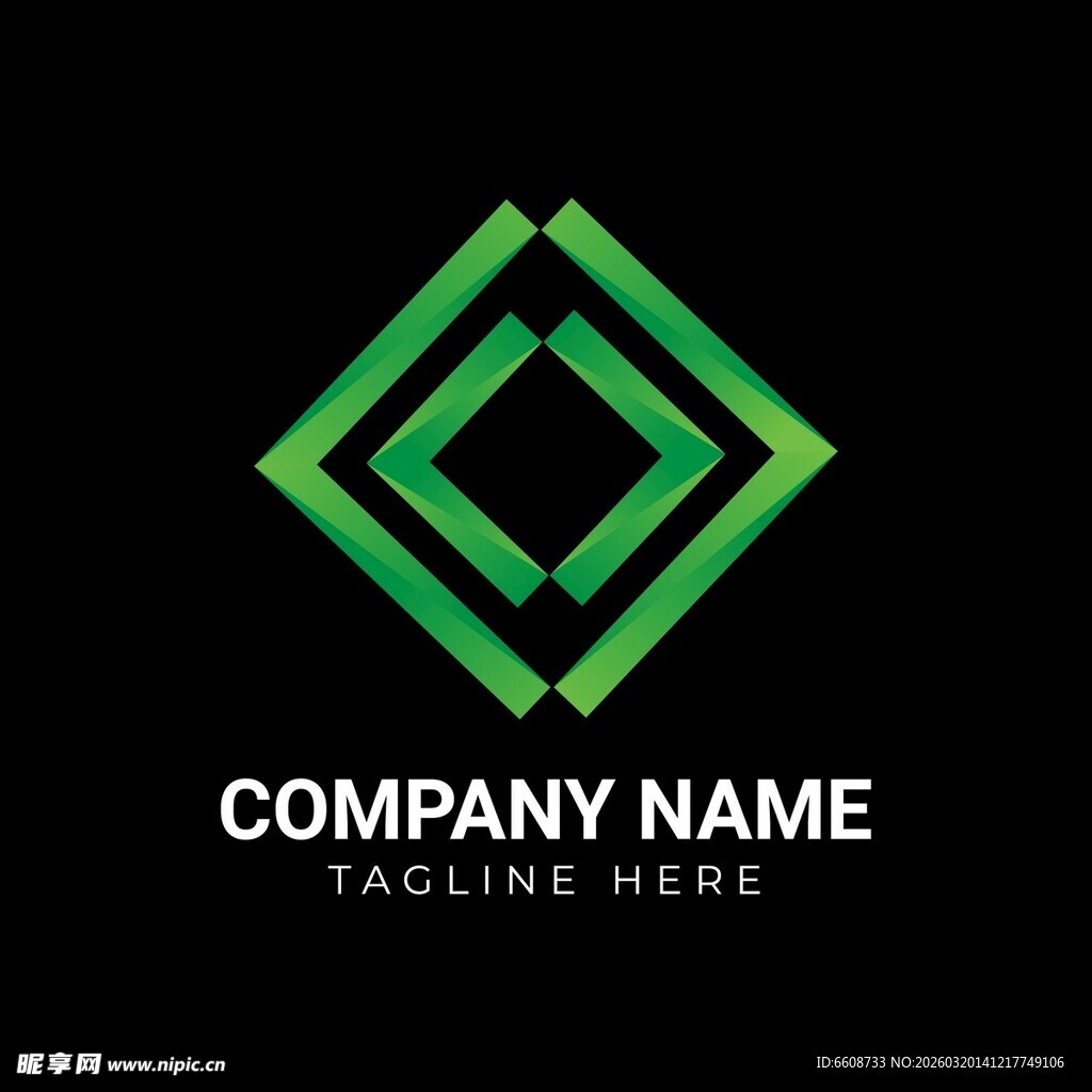 绿色菱形公司标志设计