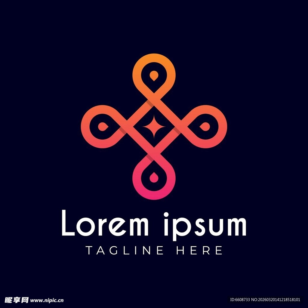 抽象几何四叶草风格标志