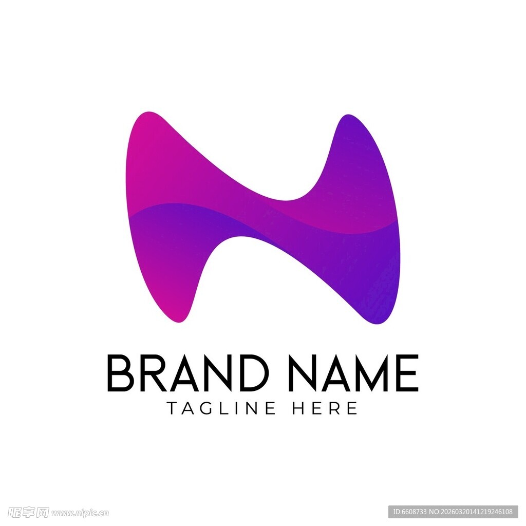 抽象H形品牌标志设计