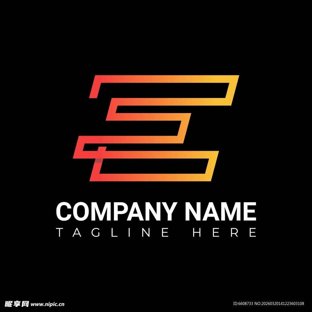 简约渐变字母E标志设计