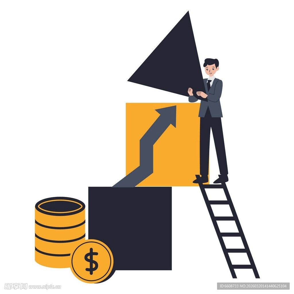 攀登财富阶梯的商务人士