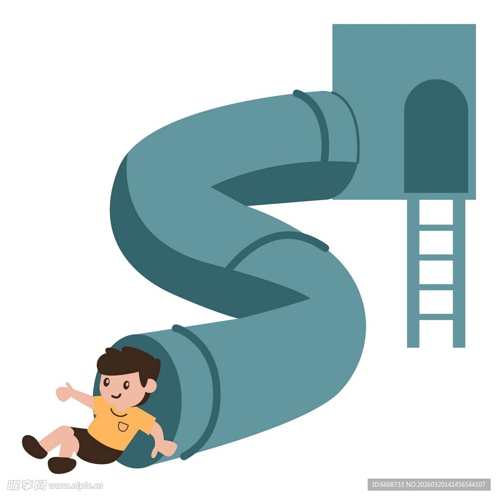 小孩在隧道滑梯中玩耍