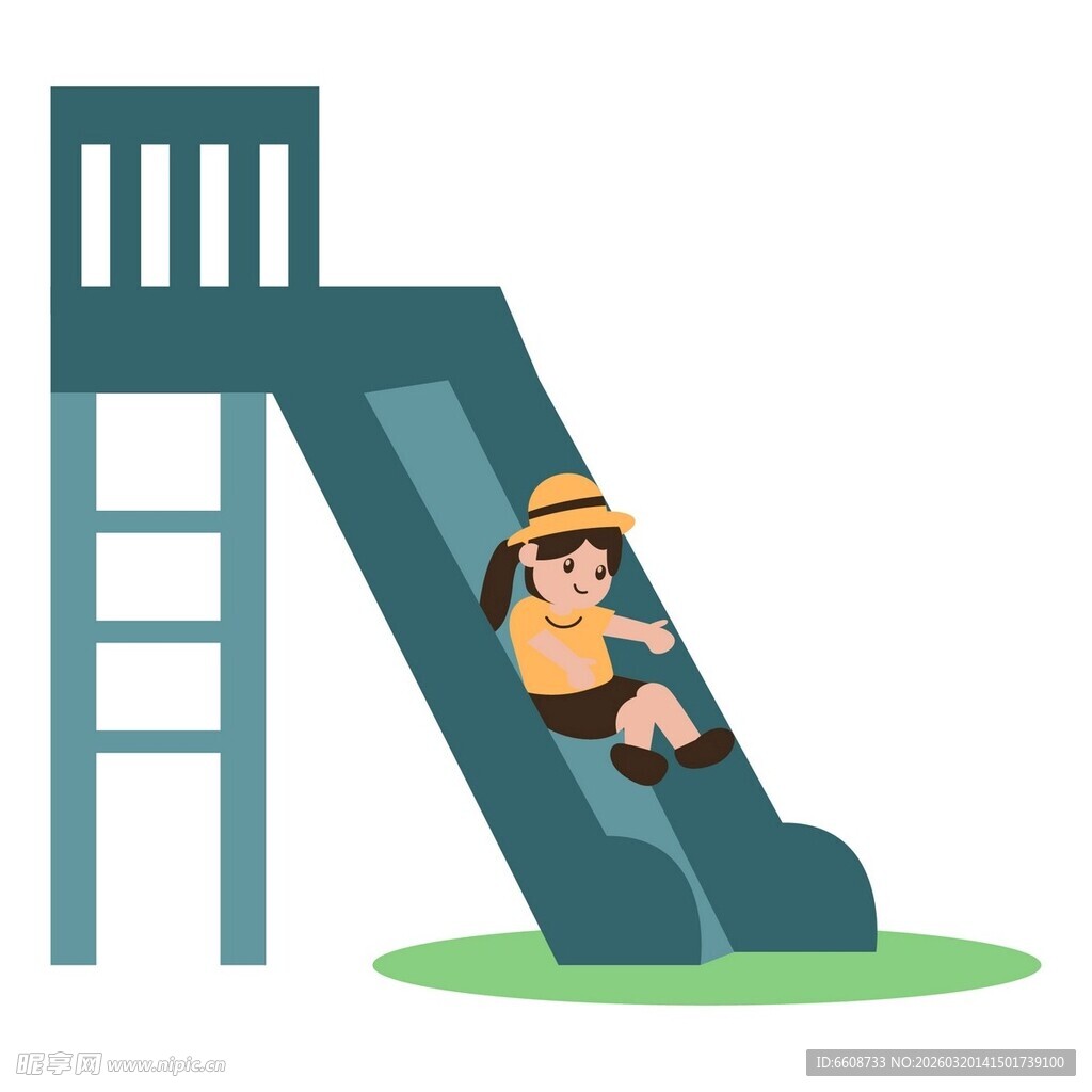 小孩快乐滑滑梯