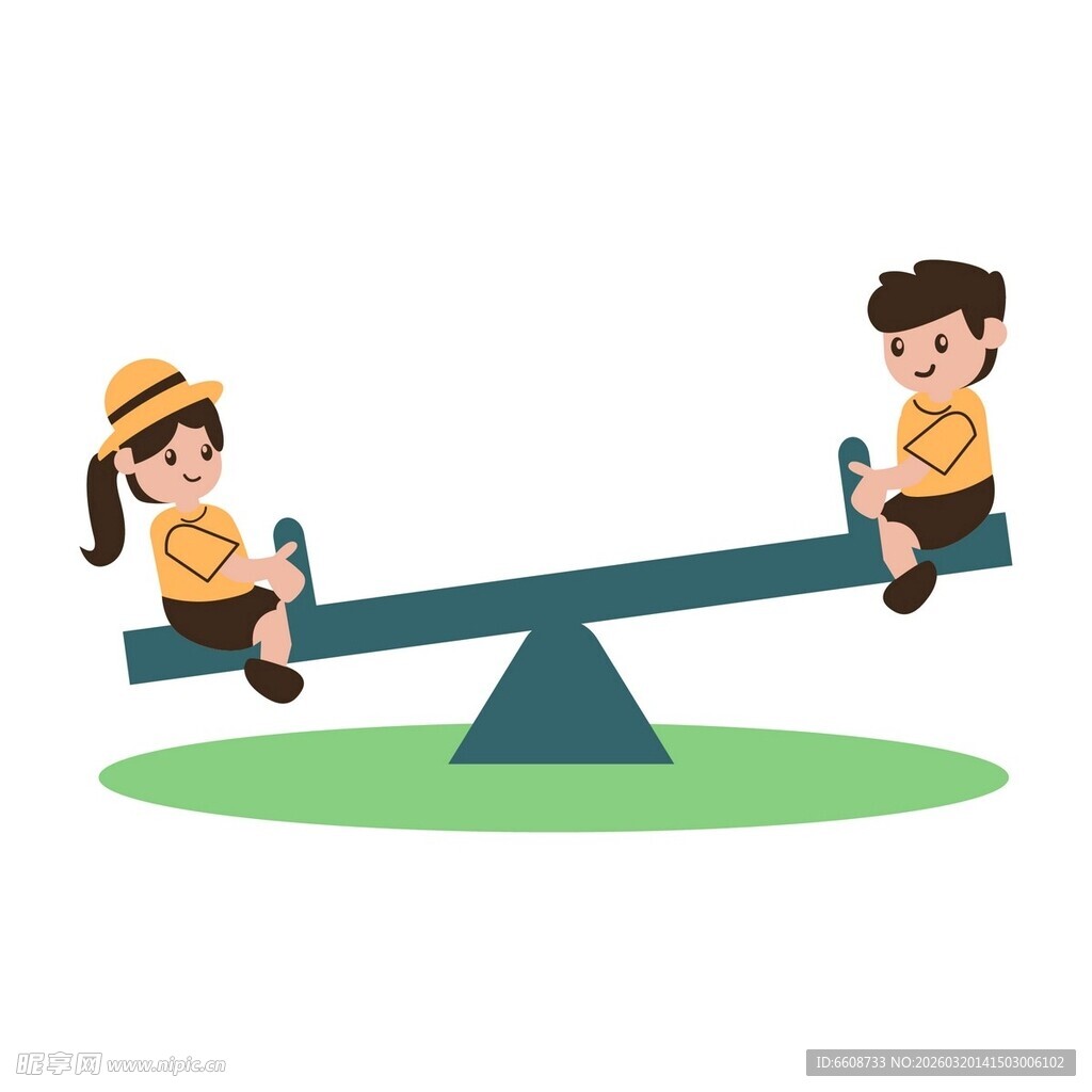 儿童快乐玩跷跷板