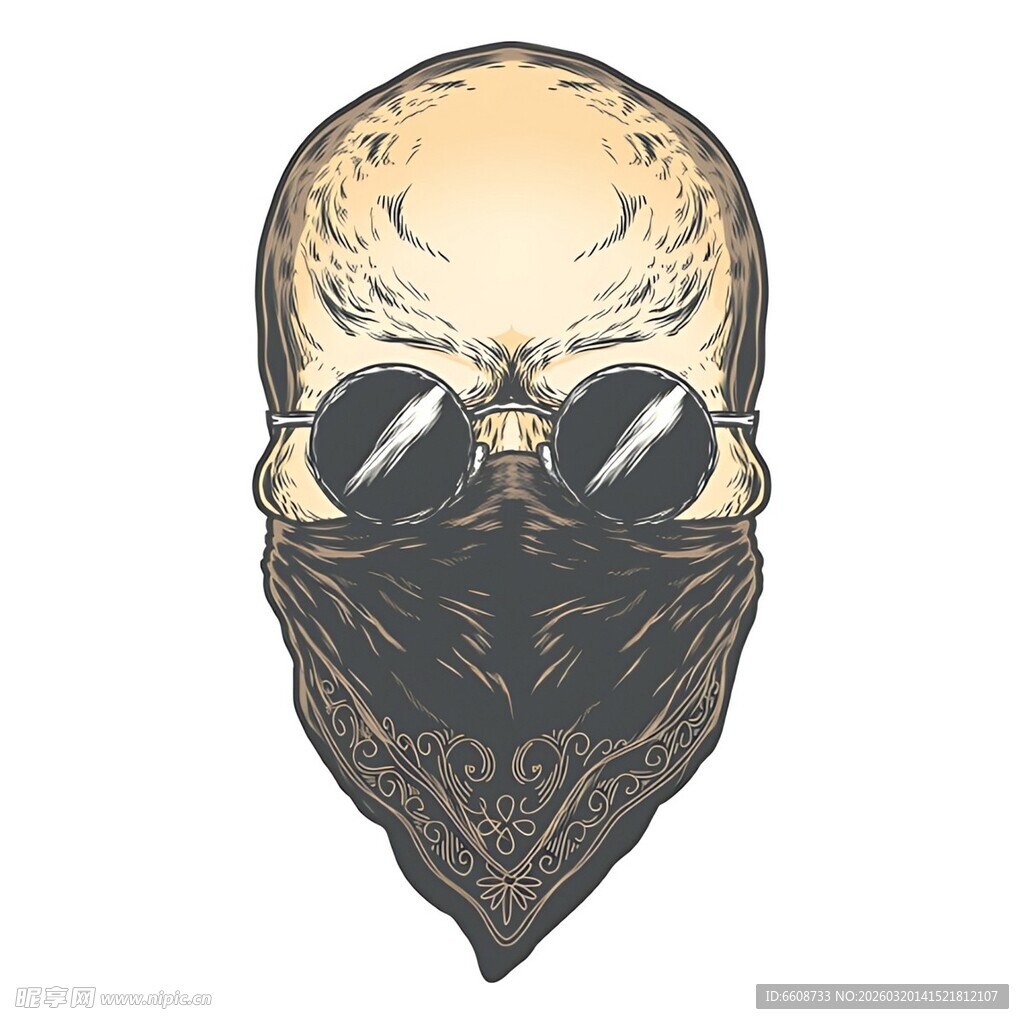 骷髅头配花纹面罩图案