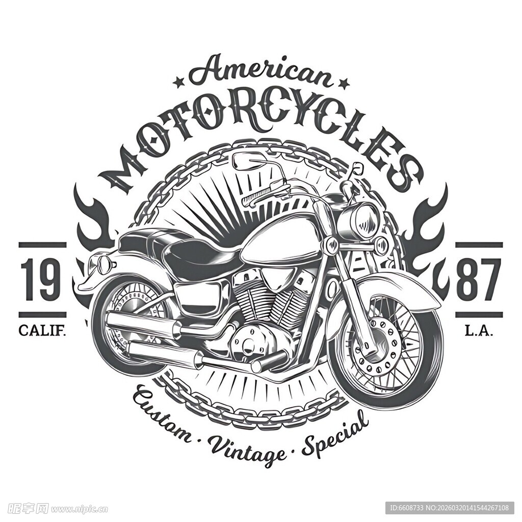 美式摩托车复古标志设计