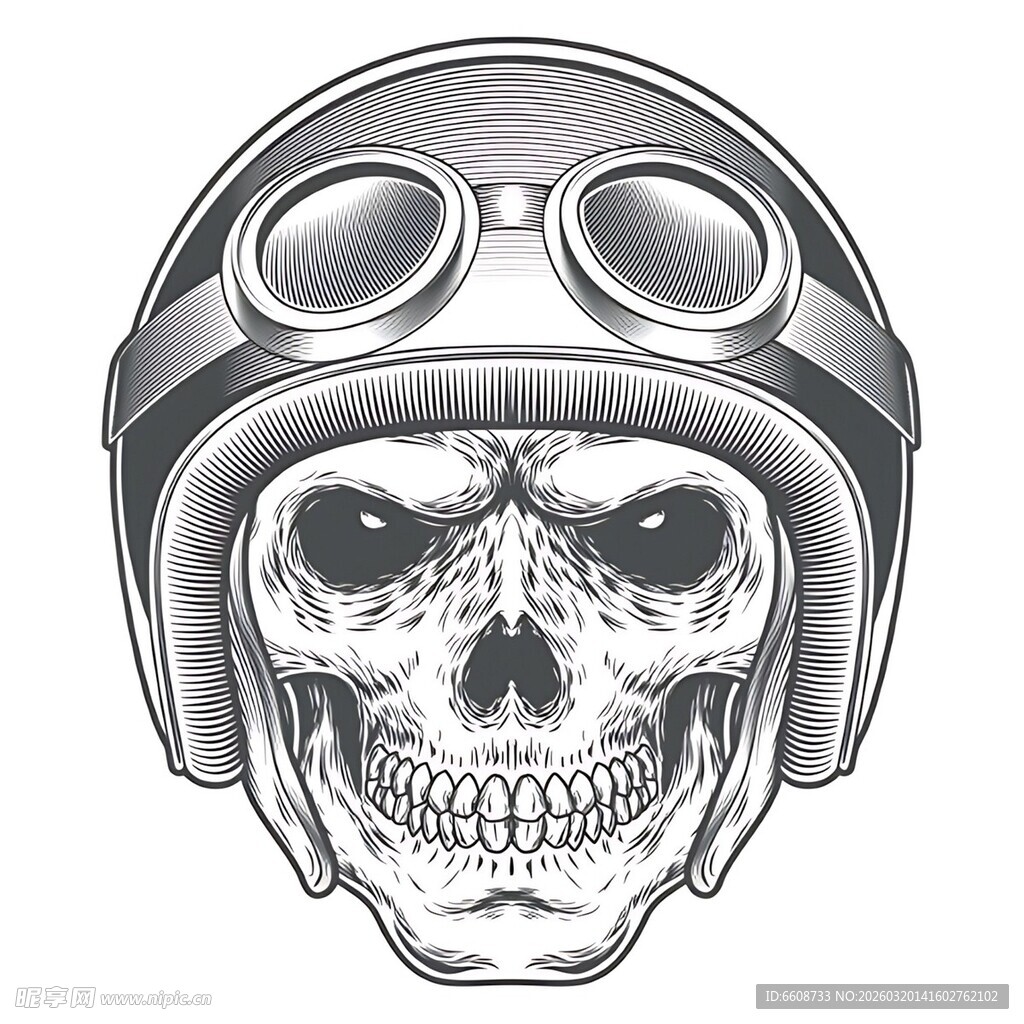 骷髅头戴复古摩托头盔