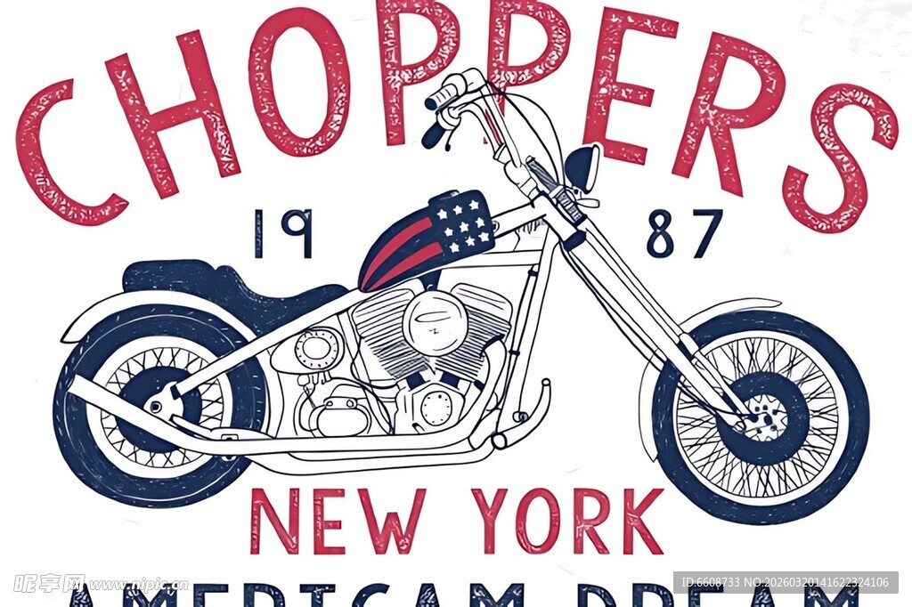 纽约风复古摩托车艺术图案