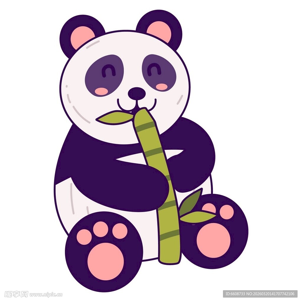 可爱熊猫抱竹子