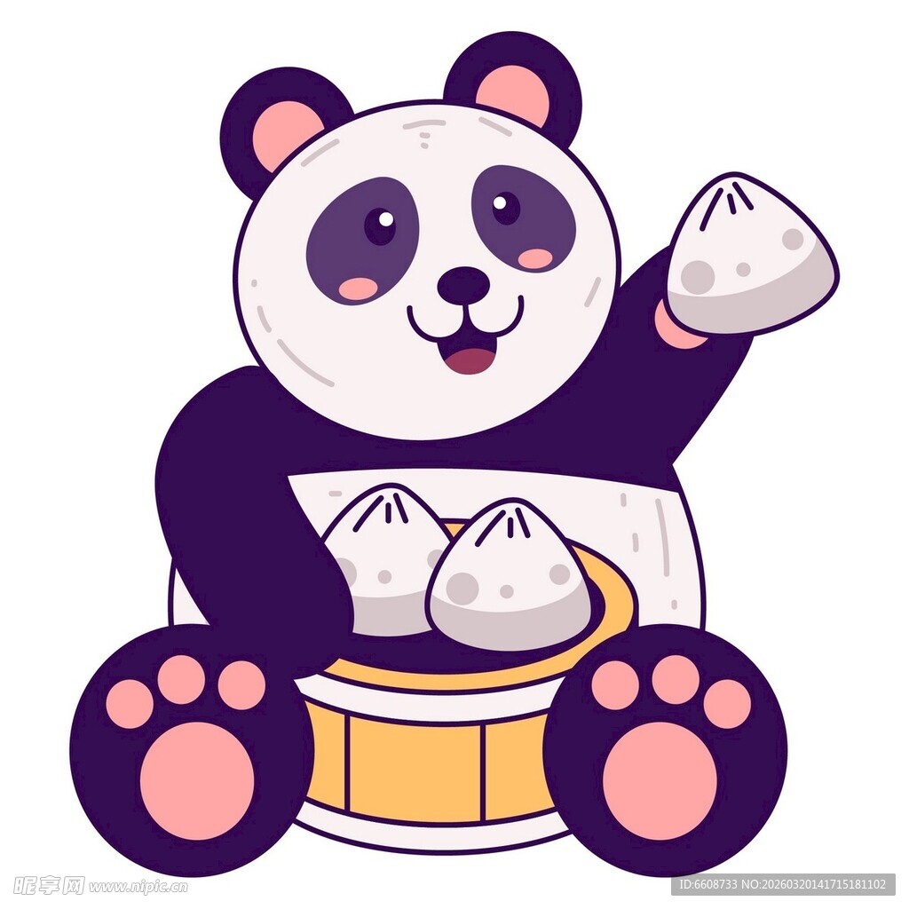 熊猫开心吃包子