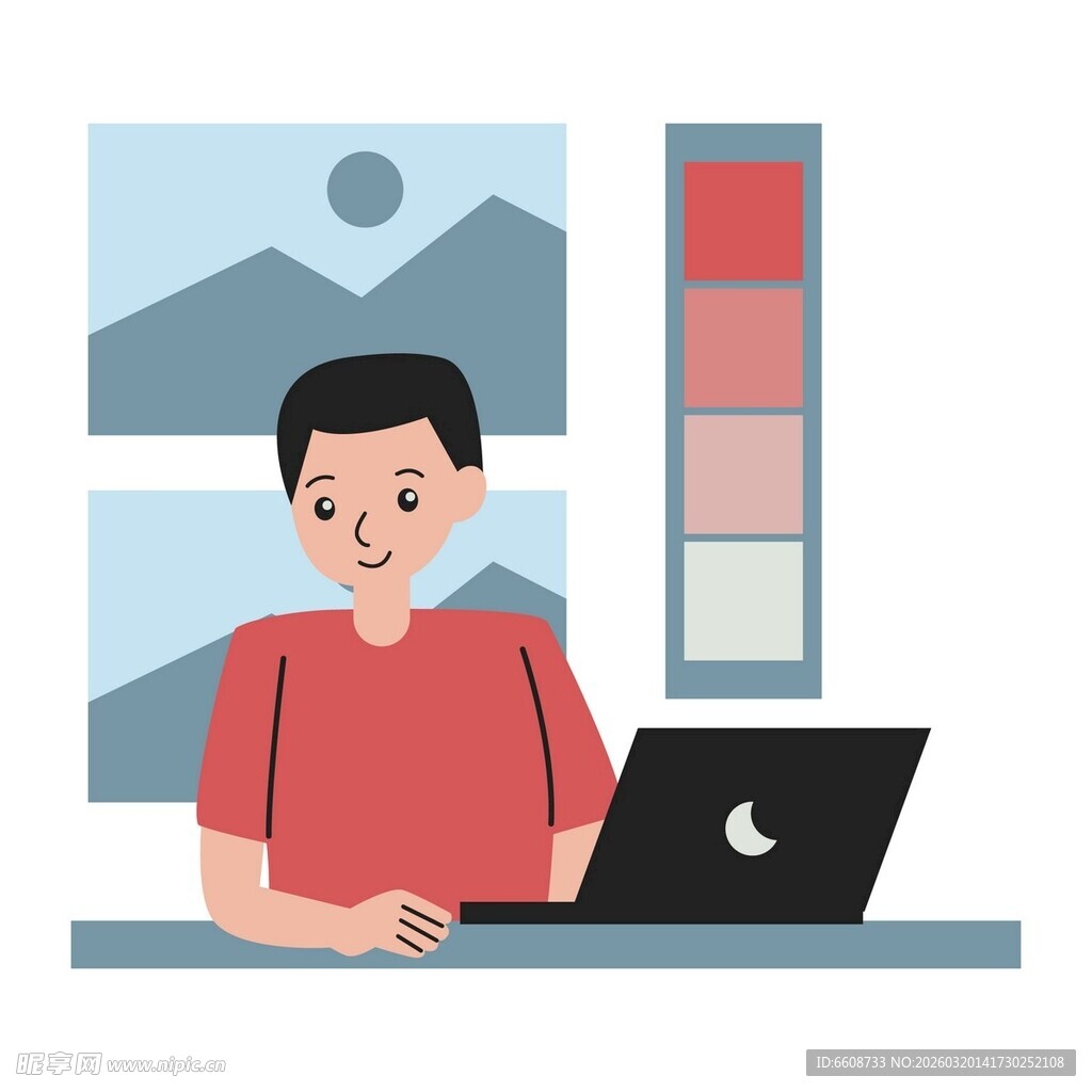 平面设计师专注工作画面