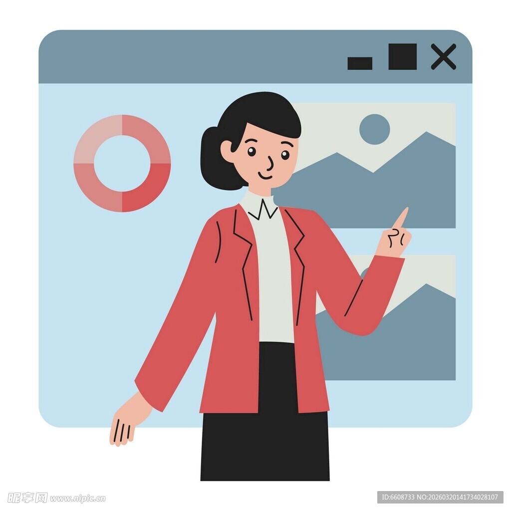 商务女士展示数据画面