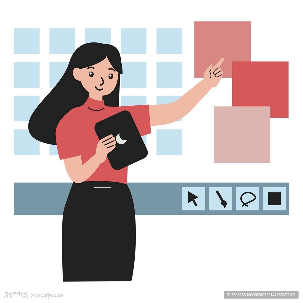 女性设计师展示色彩搭配方案