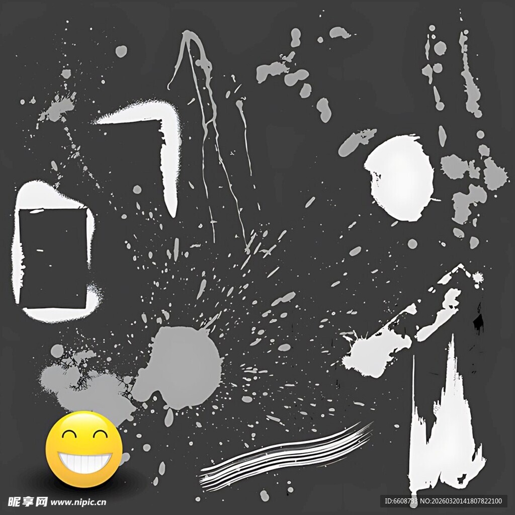 黑白泼墨风创意元素集合