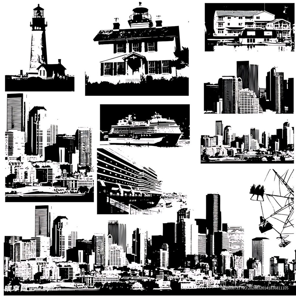 城市地标剪影集合