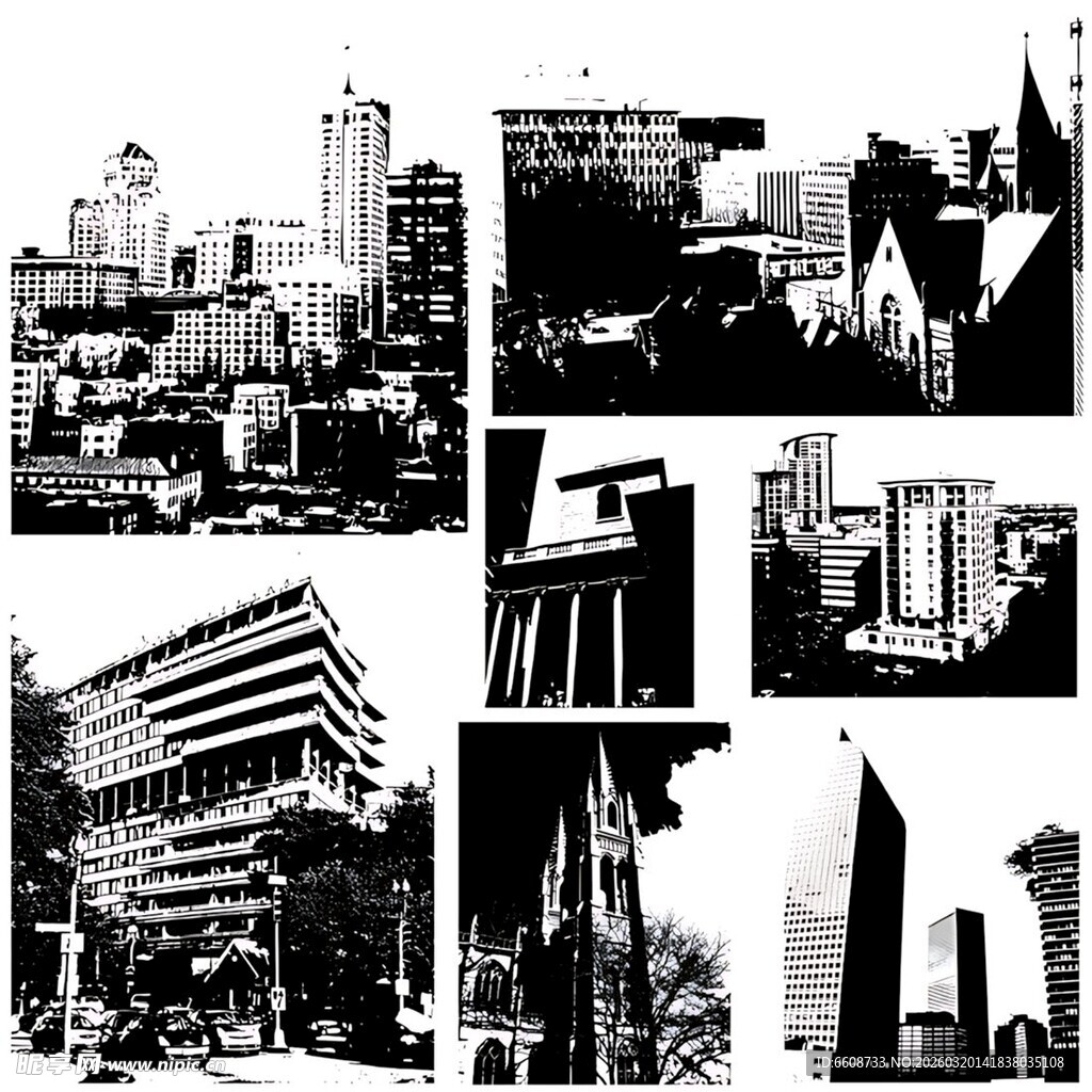 多样建筑黑白影像集