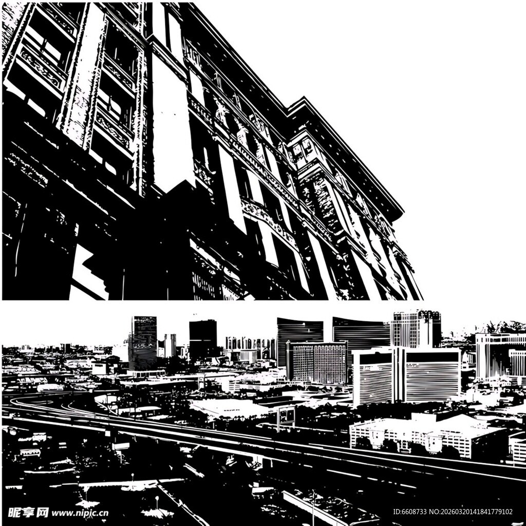 城市建筑与铁轨景观