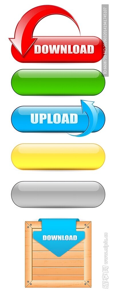 多彩网页按钮与木箱图标