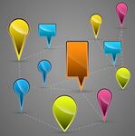 多彩地图标记与连接线条