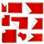 红色带卷边贴纸素材