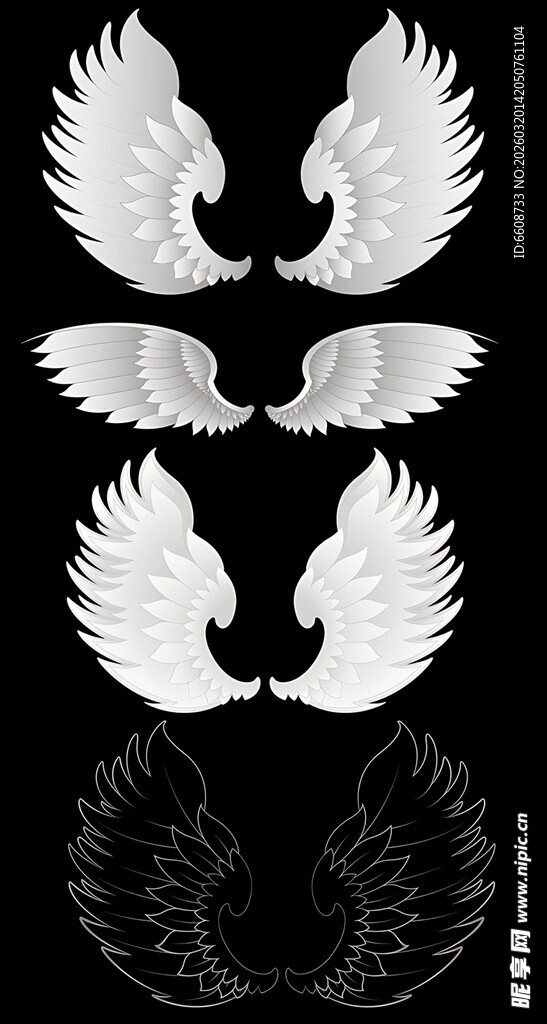 多样翅膀图案设计素材