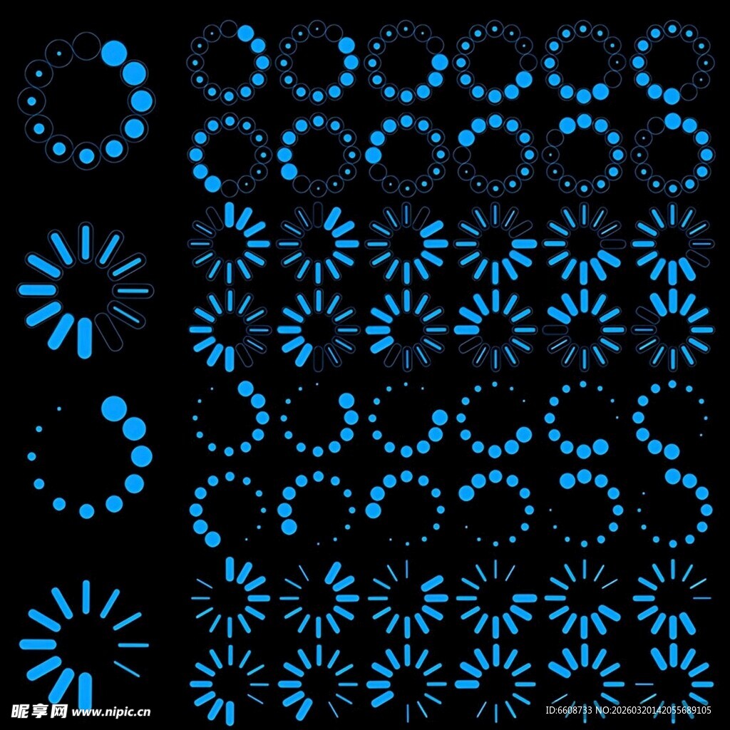 蓝色几何图案装饰元素集