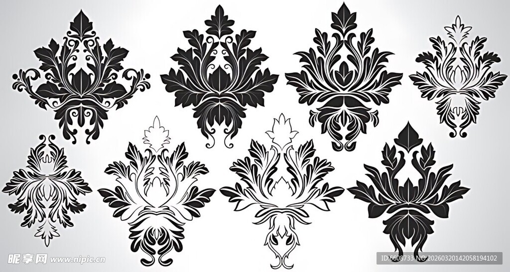 复古华丽花纹装饰图案