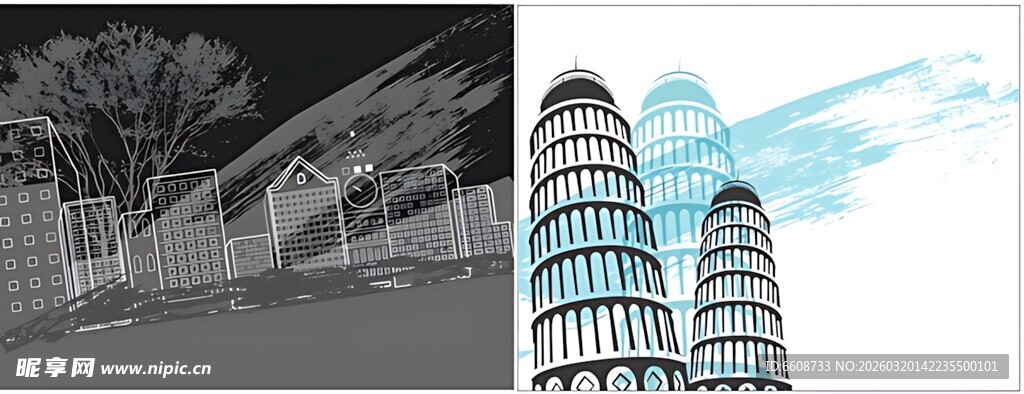 城市建筑对比图