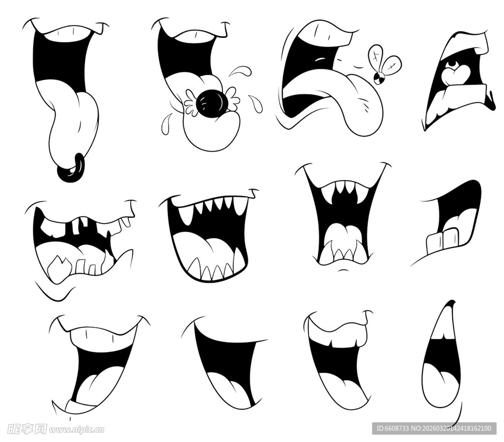多样嘴巴表情插画素材