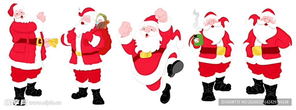 圣诞老人多样欢乐姿态