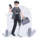 商务人士手持手机提公文包