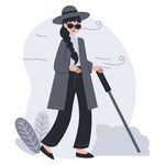 时尚酷感拄杖女士插画