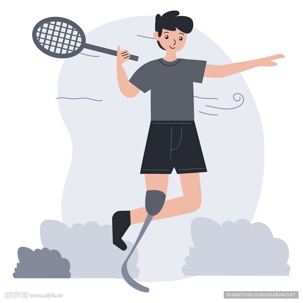 独腿少年挥拍展现运动风采