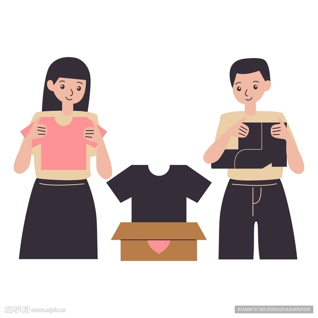 两人拆箱展示新衣物