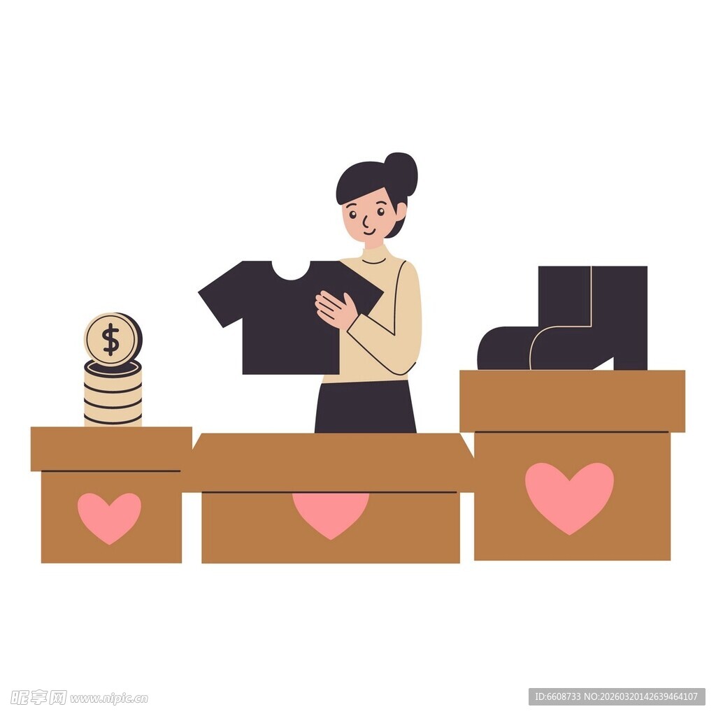 女士整理捐赠衣物