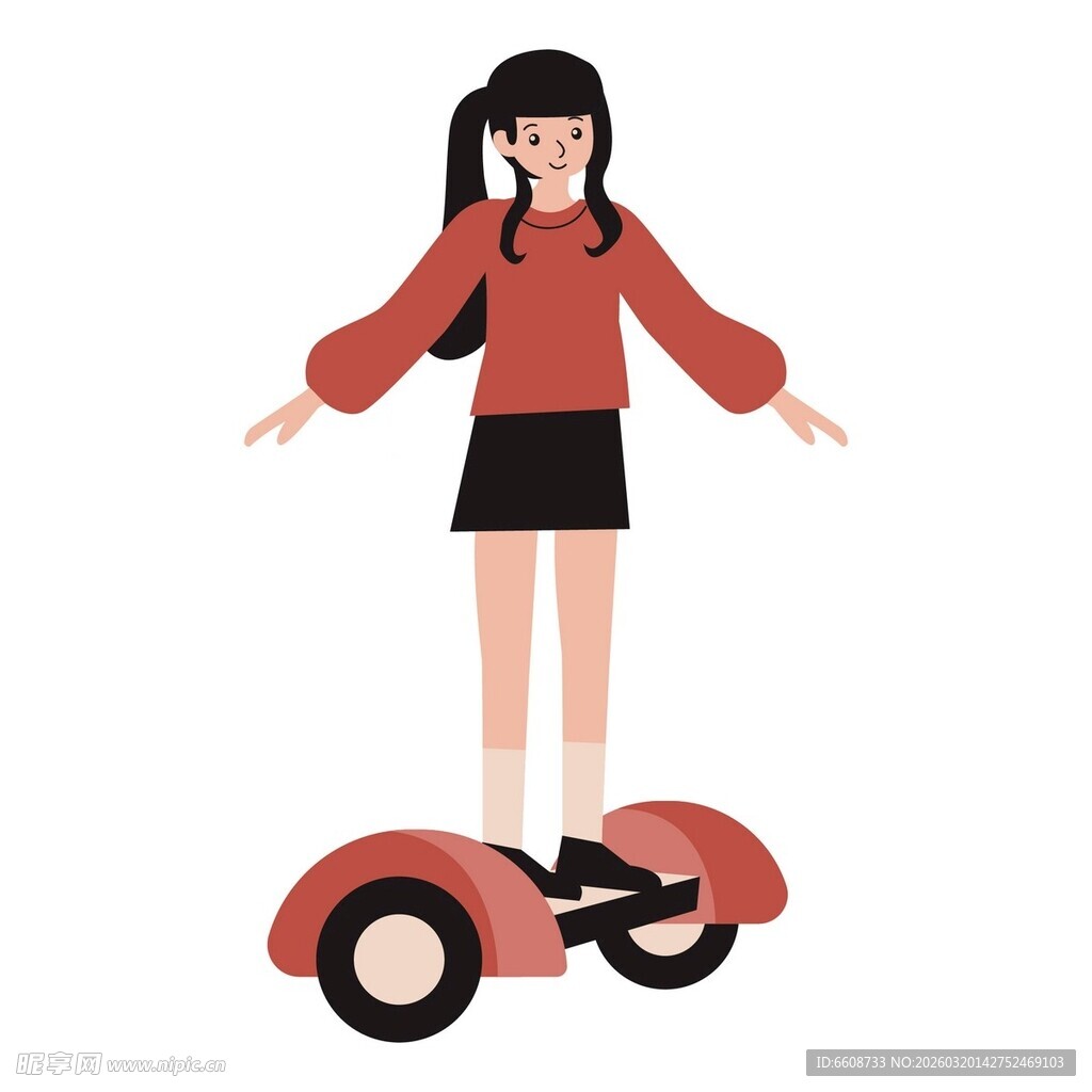 女孩骑平衡车享受休闲时光