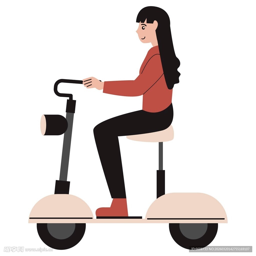 女子骑行电动平衡车