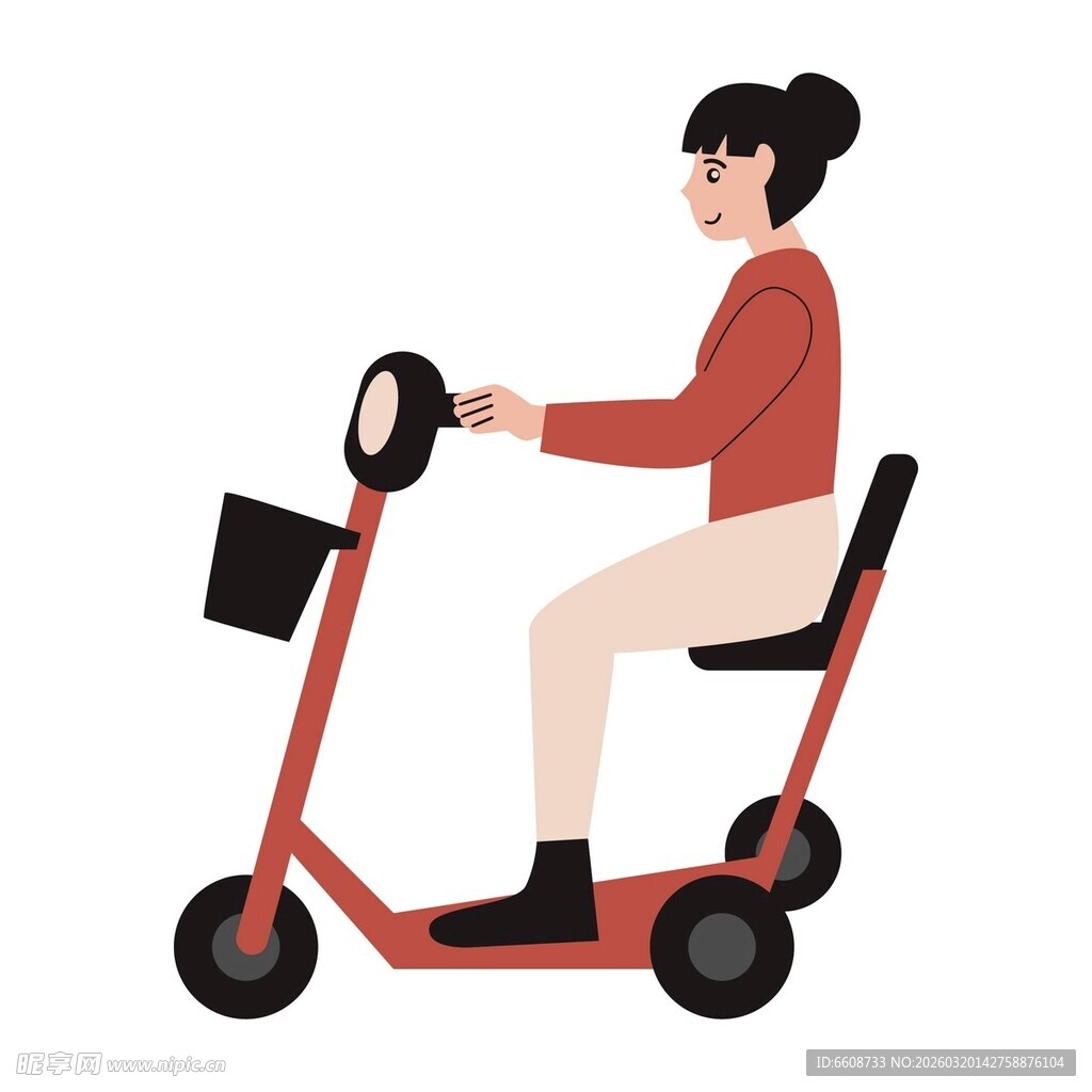 女子骑电动滑板车出行