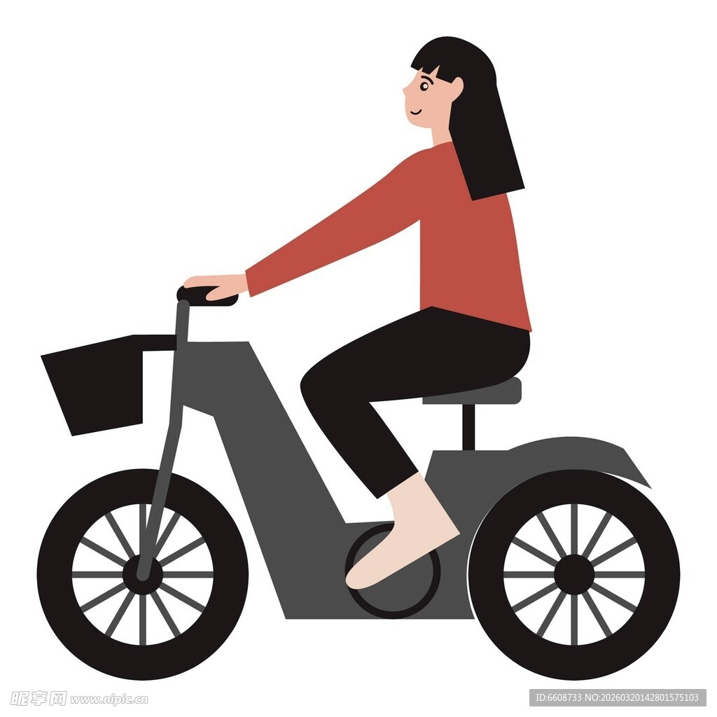 女子骑行电动自行车