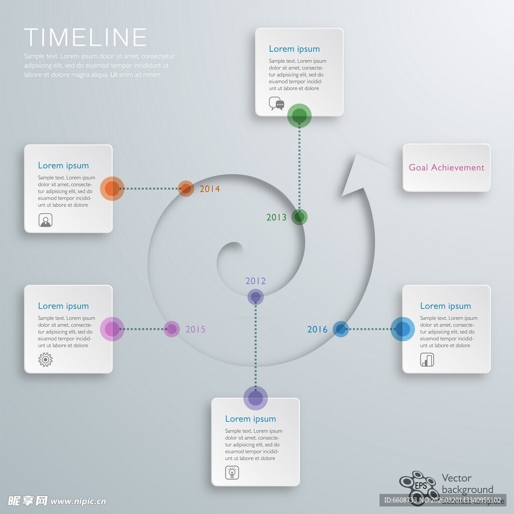 螺旋式时间轴信息图表