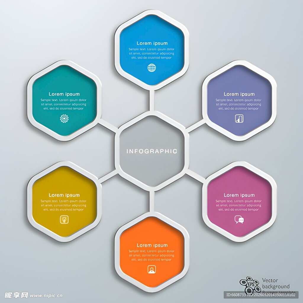 六边形信息图表模板