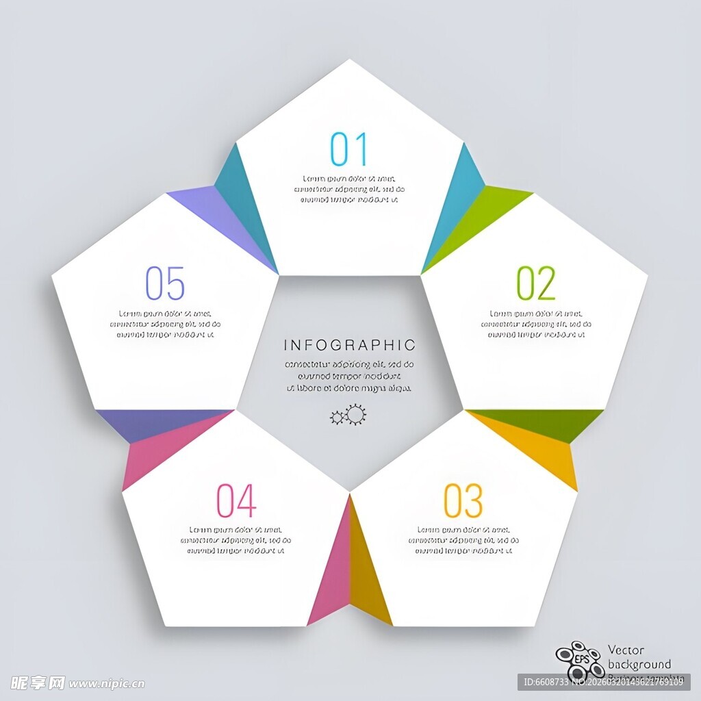 六边形多彩信息图表模板