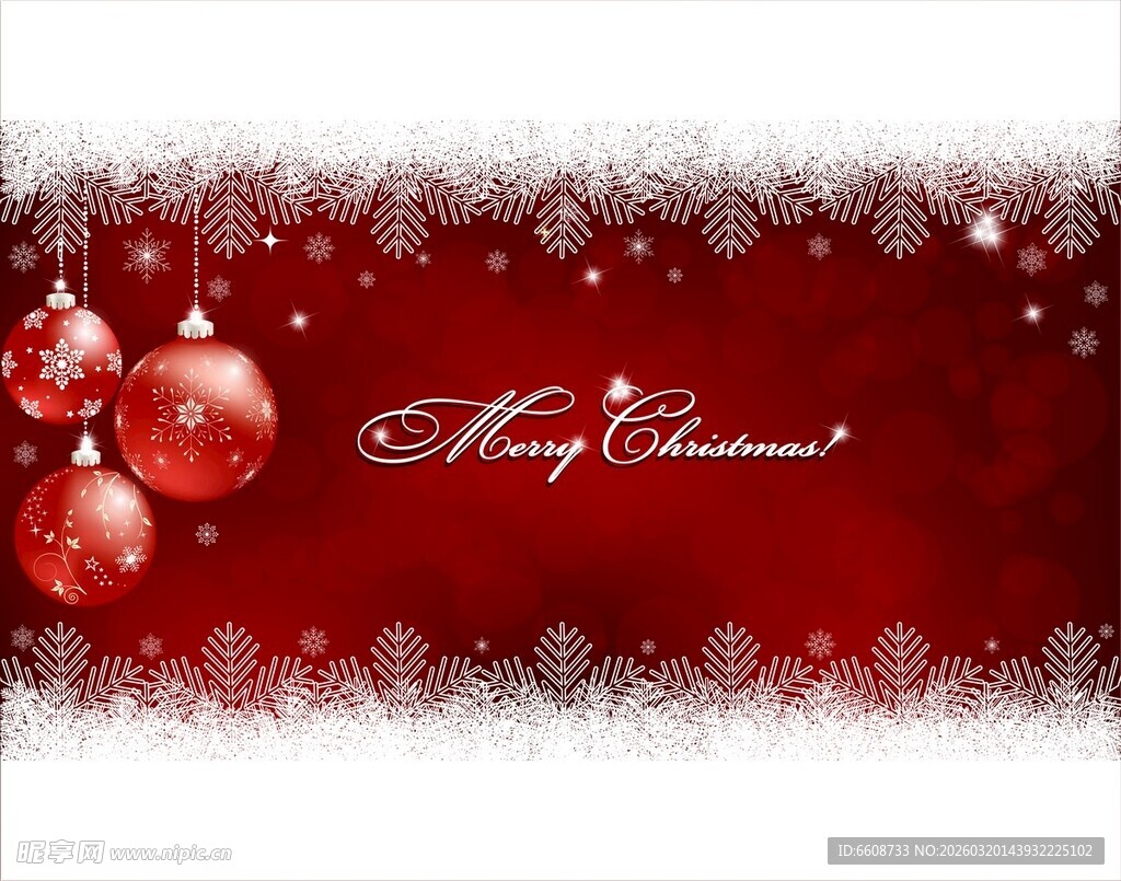 红色圣诞装饰背景图
