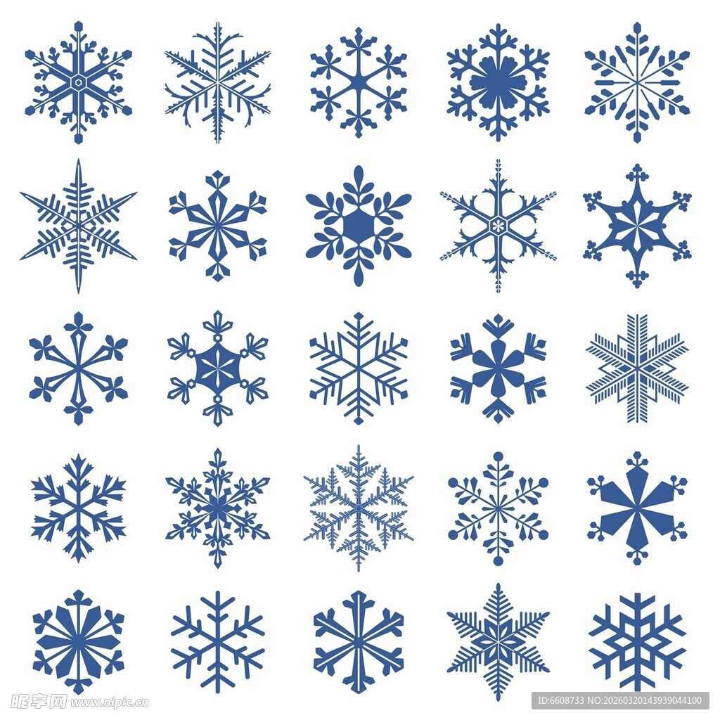 精美蓝色雪花图案集合
